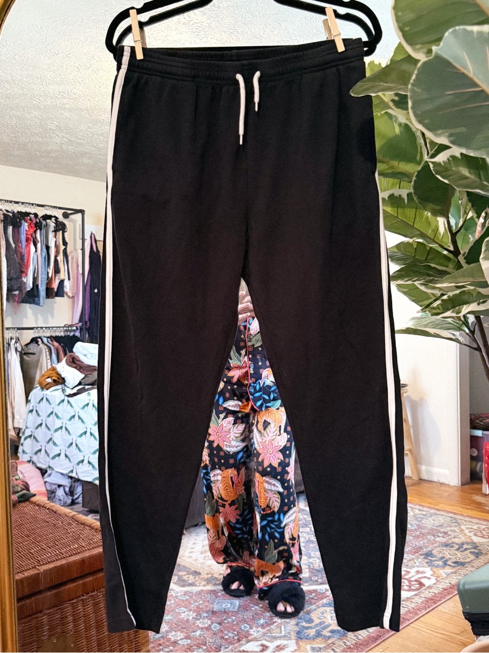 American Apparel black & white track pants